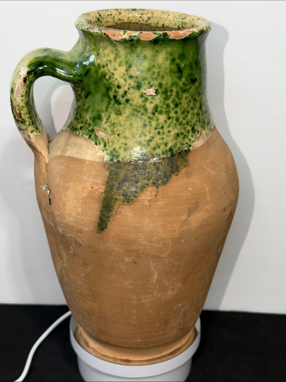 Handmade Green-Top Terracotta Pitcher Vase